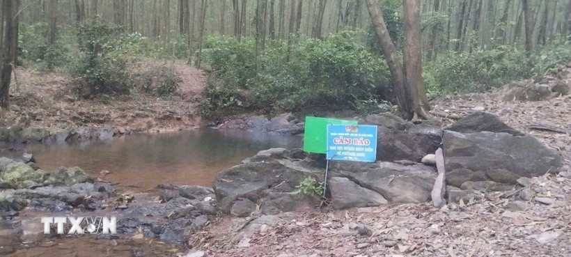 Khu vực khe Ngang, nơi xảy ra sự việc 2 học sinh đuối nước thương tâm. (Ảnh: TTXVN phát)