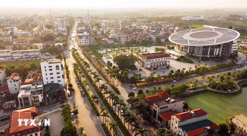 Một góc thị trấn huyện Đông Anh. (Ảnh: Vũ Sinh/TTXVN)