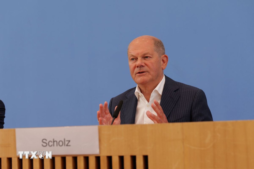 Thủ tướng Olaf Scholz khẳng định nước Đức có trách nhiệm duy trì ký ức về thảm họa diệt chủng Do Thái (Holocaust), dưới thời Đức quốc xã trong Chiến tranh Thế giới thứ hai. (Ảnh: TTXVN phát) 
