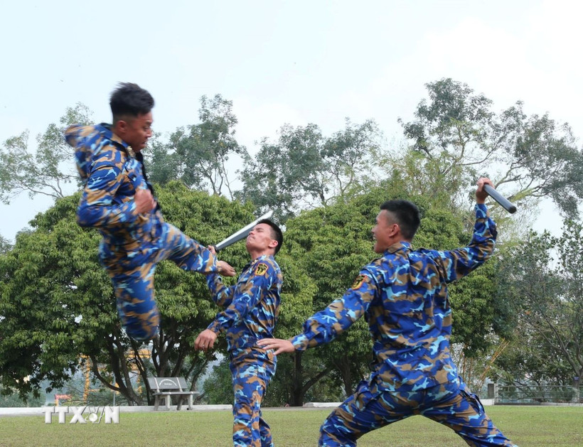 Huấn luyện võ chiến đấu đặc công của lực lượng Lữ đoàn đặc công 126 Hải quân. (Ảnh: Trọng Đức/TTXVN)