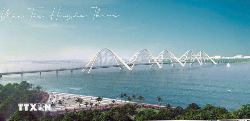 Phối cảnh dự án công trình cầu trên tuyến đường bộ ven biển kết nối An Biên-Rạch Giá. (Ảnh: Lê Huy Hải/TTXVN) 