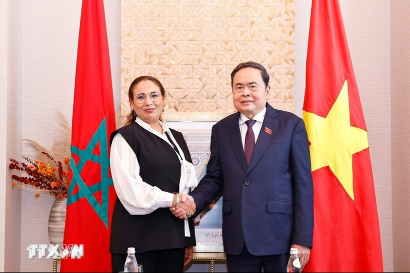 Chủ tịch Quốc hội Trần Thanh Mẫn tiếp bà Lubna Srhiri, Chủ tịch Nhóm Nghị sỹ Hữu nghị Maroc-Việt Nam. (Ảnh: Doãn Tấn/TTXVN)