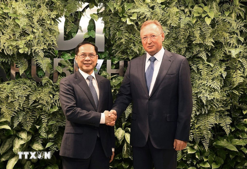 Phó Thủ tướng Bùi Thanh Sơn tiếp Tổng Giám đốc Zarubezhneft Sergei Kudryashov. (Ảnh: Tâm Hằng/TTXVN)