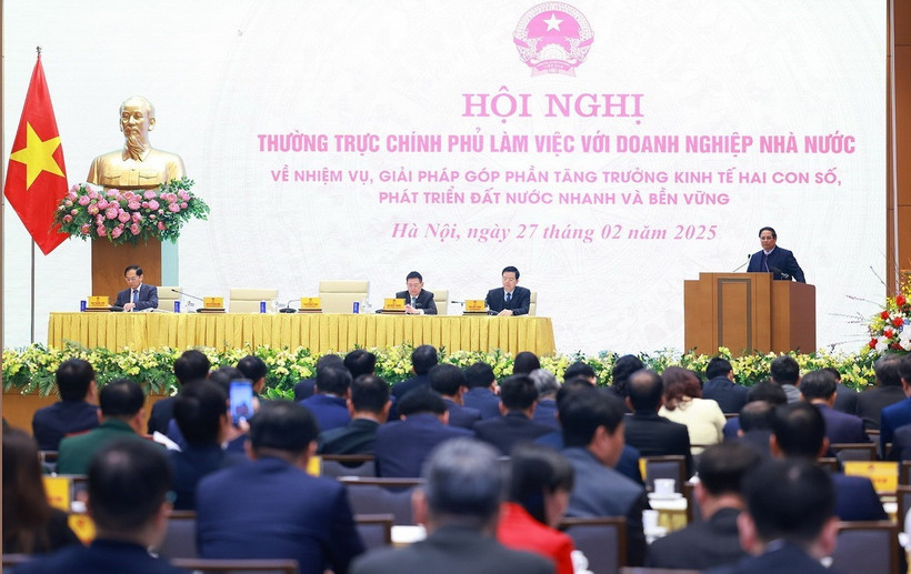 Hội nghị Thường trực Chính phủ làm việc với doanh nghiệp nhà nước. (Ảnh: Dương Giang-TTXVN)