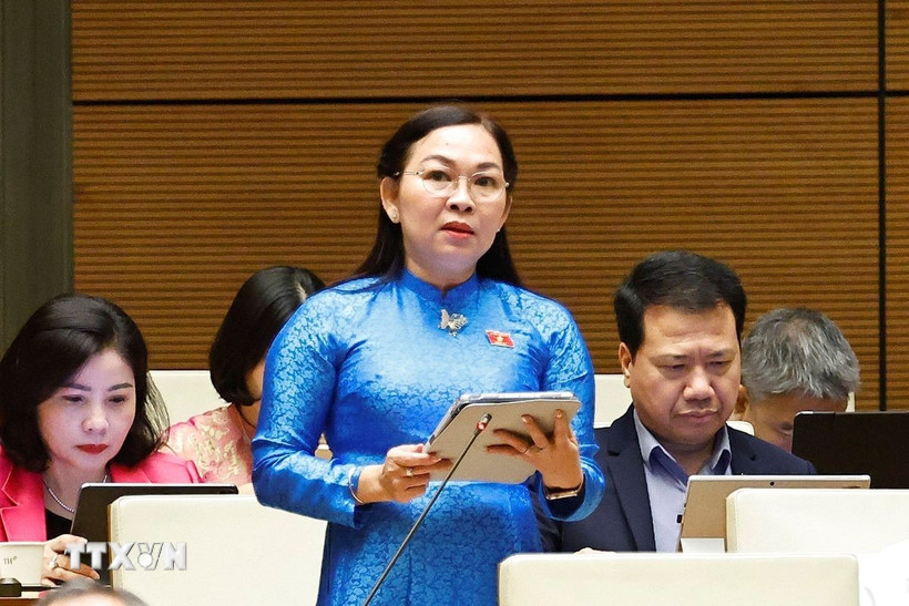 Đại biểu Quốc hội tỉnh An Giang Lý Anh Thư phát biểu. (Ảnh: Doãn Tấn/TTXVN) 