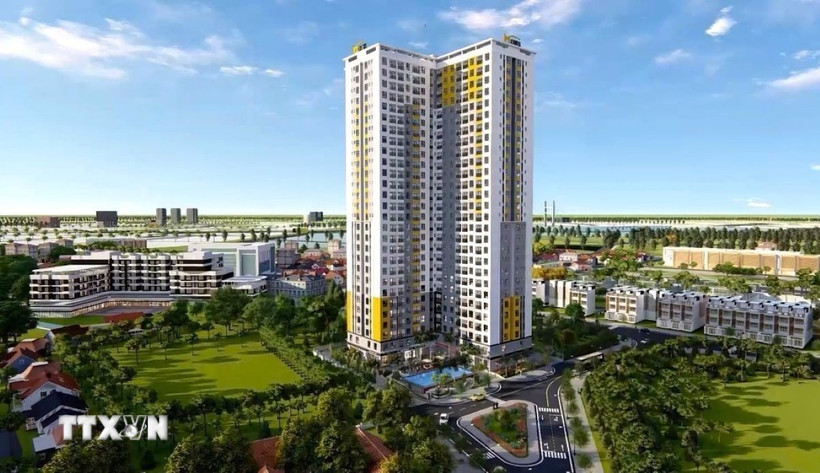 Tòa nhà chung cư do Tập đoàn BCONS làm chủ đầu tư tại phường Bình Thắng, thành phố Dĩ An, tỉnh Bình Dương. (Ảnh: Dương Chí Tưởng/TTXVN)