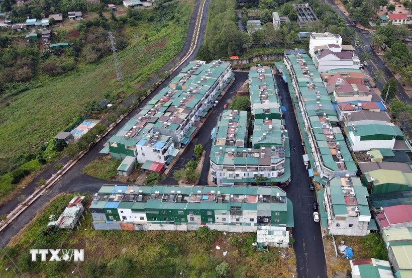 Dự án xã hội tại phường Nam Gia Nghĩa, tỉnh Lâm Đồng, nhìn từ trên cao. (Ảnh: Hưng Thịnh/TTXVN)