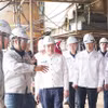 Chủ tịch Hội đồng thành viên Petrovietnam Lê Ngọc Sơn kiểm tra công trường Dự án giàn CPP Lô B. (Ảnh: PV/Vietnam+)