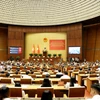 Hội nghị toàn quốc quán triệt, triển khai thực hiện Nghị quyết 66-NQ/TW và Nghị quyết 68-NQ/TW của Bộ Chính trị. (Ảnh: TTXVN)