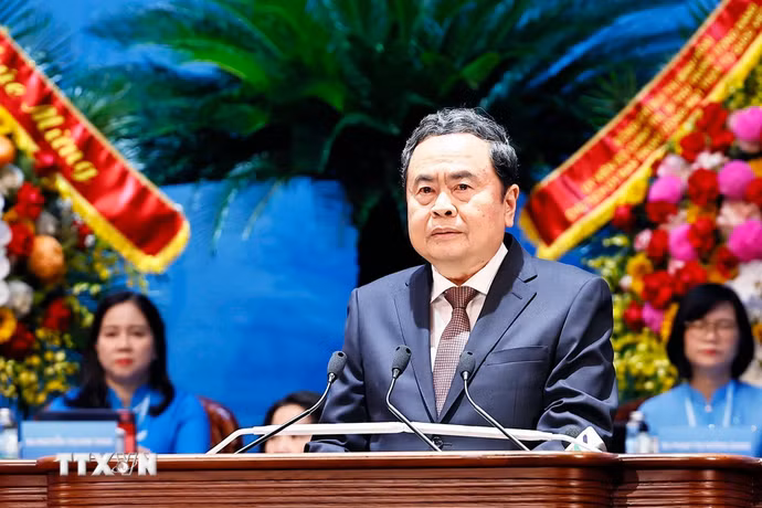 Chủ tịch Quốc hội Trần Thanh Mẫn phát biểu chỉ đạo Đại hội. (Ảnh: Doãn Tấn/TTXVN)