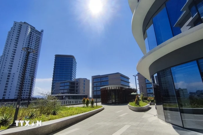 Khu Công viên phần mềm số 2 thành phố Đà Nẵng, nơi sẽ đặt trụ sở ban đầu của Trung tâm Tài chính Quốc tế Việt Nam tại Đà Nẵng. (Ảnh: Quốc Dũng/TTXVN)
