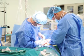 Các bác sỹ thực hiện ca ghép tạng cho bệnh nhân. (Ảnh: PV/Vietnam+)