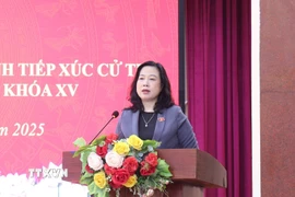 Bộ trưởng Bộ Y tế Đào Hồng Lan phát biểu tại buổi tiếp xúc cử tri. (Ảnh: TTXVN)