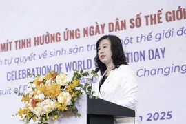 Bộ trưởng Bộ Y tế Đào Hồng Lan phát biểu tại buổi lễ. (Ảnh: TTXVN phát)