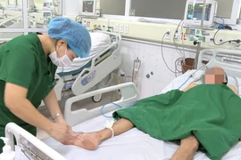 Nhân viên y tế theo dõi tình trạng cho bệnh nhân. (Ảnh: PV/Vietnam+)