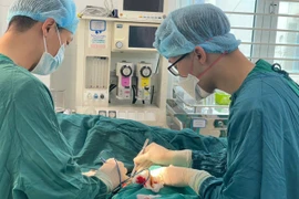 Các bác sỹ thực hiện ca phẫu thuật cho bệnh nhân. (Ảnh: PV/Vietnam+)