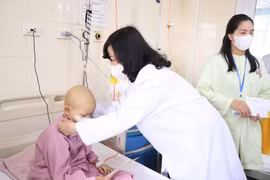Bộ trưởng Bộ Y tế đã thăm hỏi sức khỏe các bệnh nhi. (Ảnh: PV/Vietnam+)