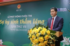 Ông Bộ Y tế Vũ Mạnh Hà - Ủy viên Dự khuyết Ban chấp hành Trung ương Đảng, Thứ trưởng Thường trực Bộ Y tế phát biểu tại buổi lễ phát động. (Ảnh: PV/Vietnam+)