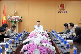 Tại cuộc họp, đại diện các đơn vị chuyên môn đã thảo luận về hai phương án kết nối dữ liệu. (Ảnh: PV/Vietnam+)