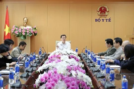 Tại cuộc họp, đại diện các đơn vị chuyên môn đã thảo luận về hai phương án kết nối dữ liệu. (Ảnh: PV/Vietnam+)