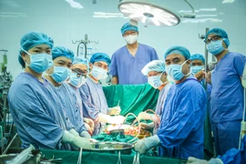Các bác sỹ Bệnh viện Hữu nghị Việt Đức thực hiện các ca ghép tạng domino. (Ảnh: PV/Vietnam+)