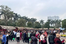 15 gian hàng đã được dựng lên với nhiều túi quà được gửi trao tới người bệnh. (Ảnh: T.G/Vietnam+)