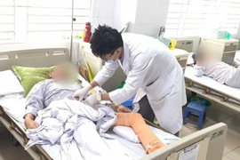 Bác sĩ theo dõi sức khỏe cho bệnh nhân. (Ảnh: PV/Vietnam+)
