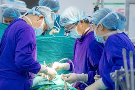 Các bác sỹ Bệnh viện Quân y 103 thực hiện một ca ghép tạng. (Ảnh: PV/Vietnam+)