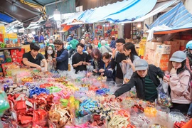 Nhu cầu tiêu thụ thực phẩm tăng cao trong dịp Tết Nguyên đán và mùa Lễ hội. (Ảnh: TTXVN/Vietnam+)