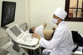 Bác sỹ khám chữa bệnh cho người dân. (Ảnh: PV/Vietnam+)