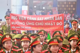 Các trường đại học tham gia Ngày hội hiến máu Chủ Nhật đỏ. (Ảnh: PV/Vietnam+)