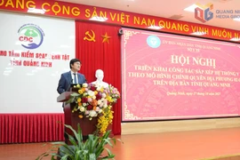 Giám đốc Sở Y tế Quảng Ninh Nguyễn Trọng Diện phát biểu tại hội nghị. (Ảnh: PV/Vietnam+)