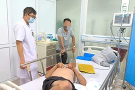 Bác sỹ theo dõi tình trạng của bệnh nhân. (Ảnh: PV/Vietnam+)