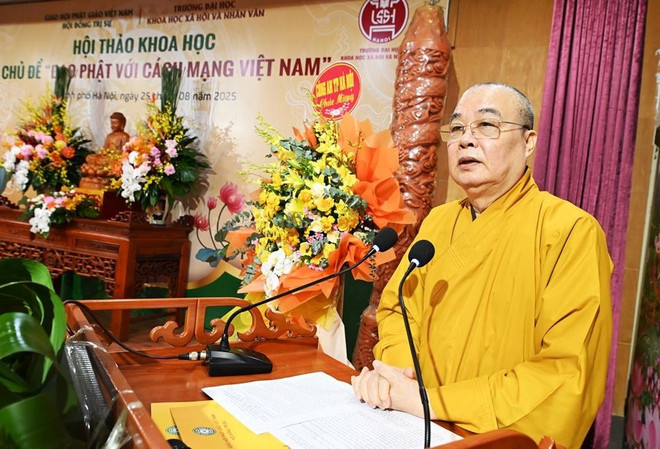 Le Très Vénérable Aîné, Dr Thich Thanh Nhieu, prend la parole. (Photo : CTV/Vietnam+) thichthanhnhieu.jpg
