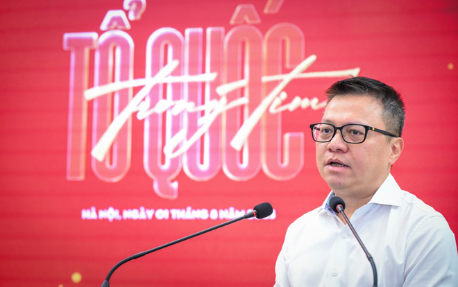 Ông Lê Quốc Minh, Ủy viên Trung ương Đảng, Tổng Biên tập Báo Nhân Dân phát biểu. (Ảnh: CTV/Vietnam+) concert1.jpg