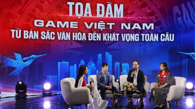 Các diễn giả chia sẻ tại tọa đàm "Game Việt Nam: Từ bản sắc văn hóa đến khát vọng toàn cầu" ngày 29/8 tại Hà Nội. (Ảnh: PV/Vietnam+) image-3.jpg