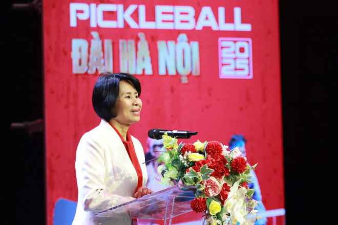 Phó Cục trưởng Cục Thể dục thể thao Việt Nam Lê Thị Hoàng Yến phát biểu. (Ảnh: PV/Vietnam+) pick.jpg