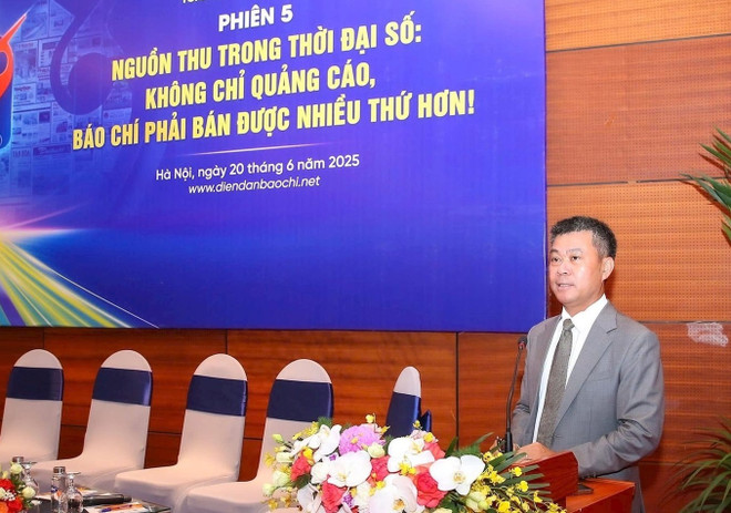 Le journaliste Nguyen Van Ba, rédacteur en chef du journal Vietnamnet, au Forum national de la presse 2025. (Photo : Cong Luan) nguyenba.jpg