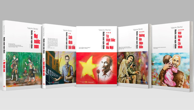 Bộ tiểu thuyết “Nước non vạn dặm” gồm 5 tập. (Ảnh: NXB) nuoc-non-van-dam.jpg