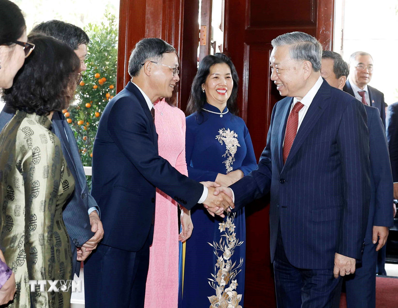 Tổng Bí thư Tô Lâm và các đại biểu. (Ảnh: Thống Nhất/TTXVN)