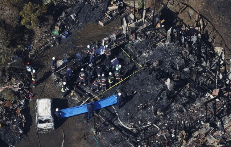 Hiện trường một vụ cháy ở Mutsuzawa, tỉnh Chiba. (Nguồn: Kyodo)