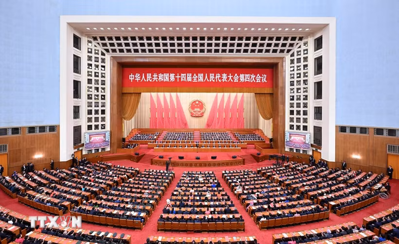 Quang cảnh phiên bế mạc kỳ họp thứ tư Đại hội Đại biểu Nhân dân Toàn quốc (Nhân Đại - tức Quốc hội) Trung Quốc khóa XIV tại Bắc Kinh chiều 12/3/2026. (Ảnh minh họa: THX/TTXVN)