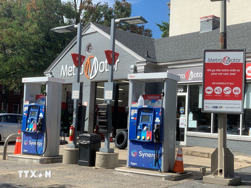 Một trạm xăng ở trung tâm thủ đô Washington DC. (Ảnh: Ngọc Quang/TTXVN)