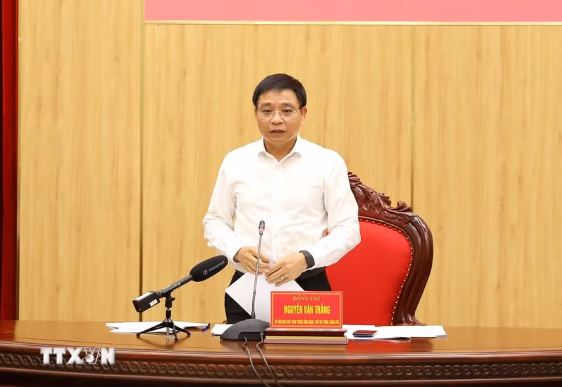 Phó Thủ tướng Chính phủ Nguyễn Văn Thắng phát biểu tại buổi làm việc. (Ảnh: Đức Phương/TTXVN)