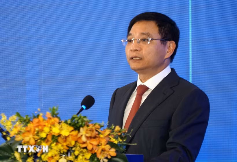 Ủy viên Trung ương Đảng, Phó Thủ tướng Chính phủ Nguyễn Văn Thắng phát biểu khai mạc sự kiện. (Ảnh: Quốc Dũng/TTXVN)