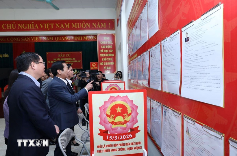 Khu vực bỏ phiếu tỉnh Lạng Sơn. (Ảnh: Anh Tuấn/TTXVN)