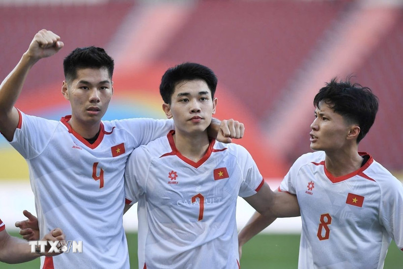 Lịch thi đấu U23 châu Á hôm nay 6/1: U23 Việt Nam đối đầu U23 Jordan U23 Việt Nam quyết có điểm ngày ra quân. (Ảnh: TTXVN)