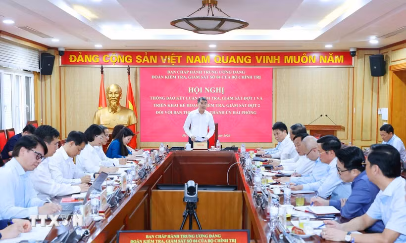 Đồng chí Lê Minh Hưng, Ủy viên Bộ Chính trị, Bí thư Trung ương Đảng, Trưởng Ban Tổ chức Trung ương phát biểu. (Ảnh: Phương Hoa/TTXVN)