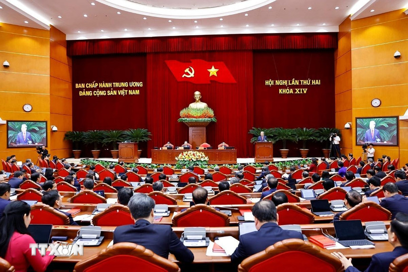 Tổng Bí thư Tô Lâm phát biểu khai mạc Hội nghị lần thứ hai Ban Chấp hành Trung ương Đảng khóa XIV. (Ảnh: Doãn Tấn/TTXVN)