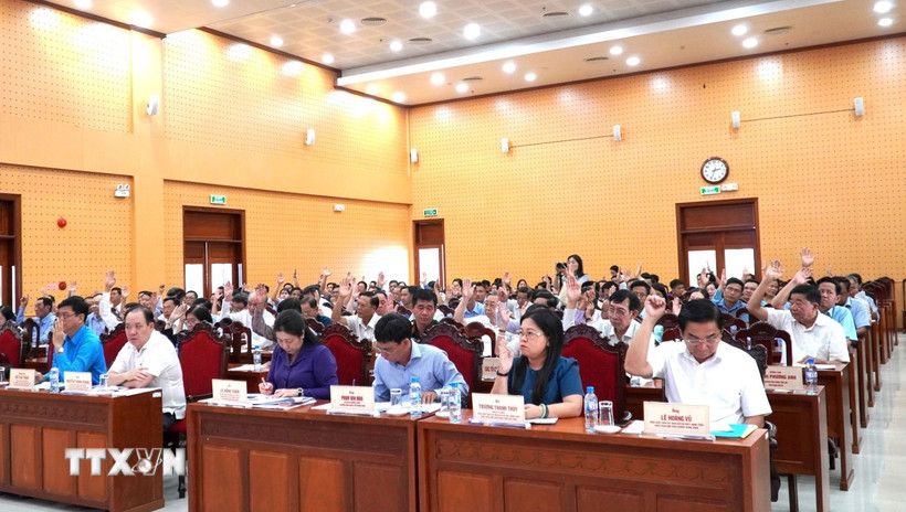 Hội nghị hiệp thương lần thứ hai bầu danh sách người ứng cử đại biểu Quốc hội và đại biểu Hội đồng nhân dân tỉnh An Giang. (Ảnh: Văn Sỹ/TTXVN)